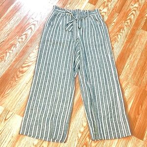 Lovecrazy,Soft Striped Linen-Blend, Wide-Leg Palazzo Pant,Excellent Cond.,Size S